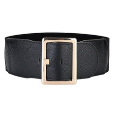 Women's Wide Girdle Waist Belt with Metal Buckle