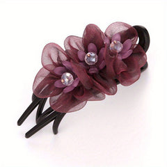 Duck Billed Mesh Flower Hair Claw for Women Girls Hair Clip