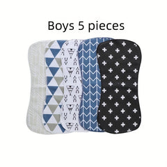 Baby Burp Wipes Saliva Wipes Shoulder Pads Clapper Pads Soft Bibs Boys 5pcs