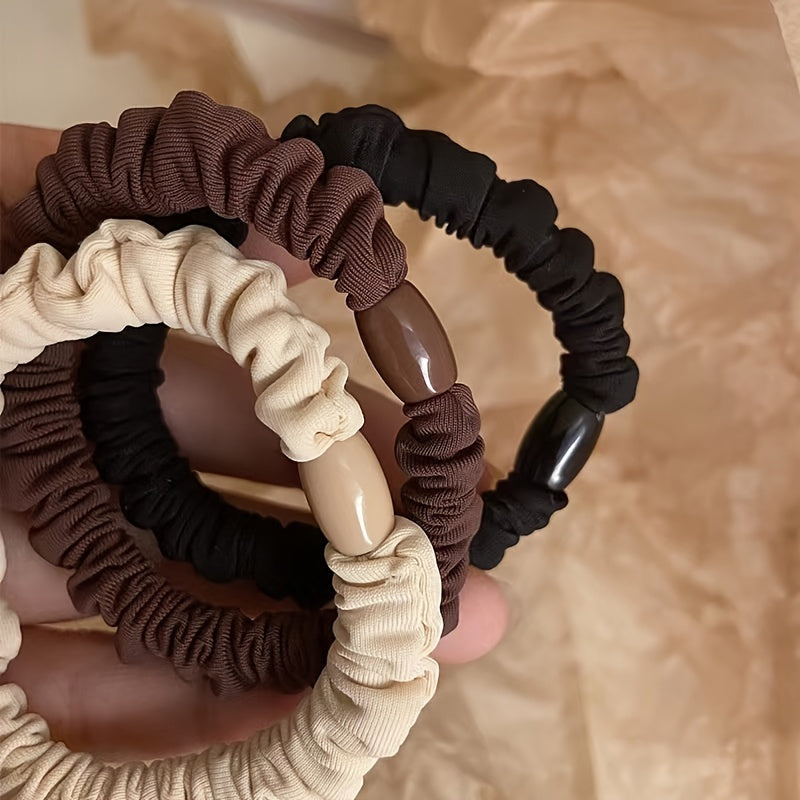 10pcs Ruched Hair Tie Scrunchies Elastic Hair Bands Ponytail Holder