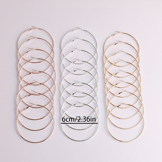 Exaggerated Metal Hoop Earrings Set for Girls