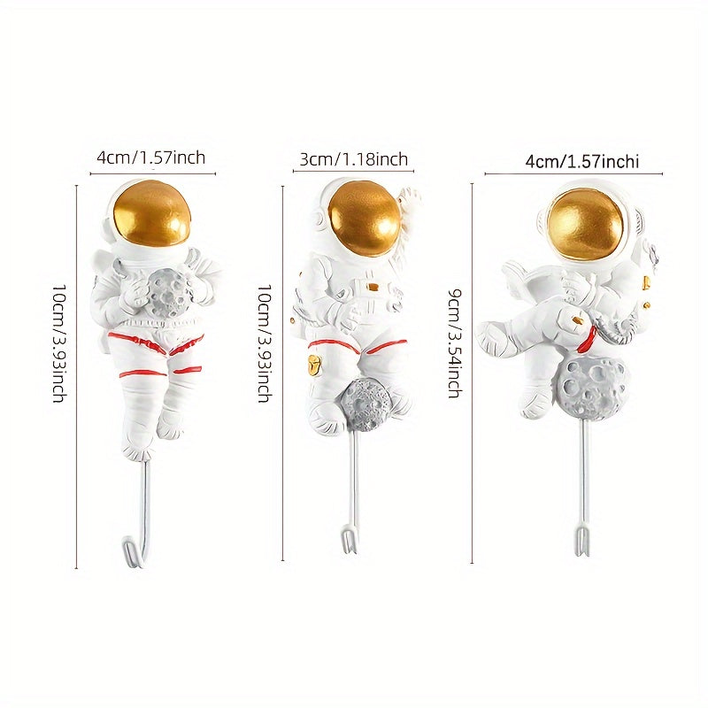 4pcs Astronaut Sticky Hooks Adhesive Hook Coat Hangers Kitchen