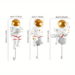 4pcs Astronaut Sticky Hooks Adhesive Hook Coat Hangers Kitchen