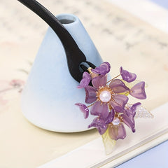 Wooden Hairpin Ancient Style Flower Hairpin Purple Hairpin Lady Headdress
