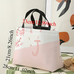 Letter Printed Portable Lunch Bag Large Capacity Waterproof Insulated Bag