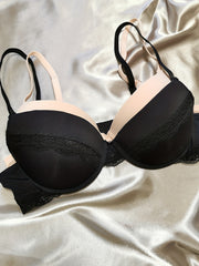 2pcs Lace Push Up Bras Comfy & Scallop Trim Intimates Bra Women's Lingerie