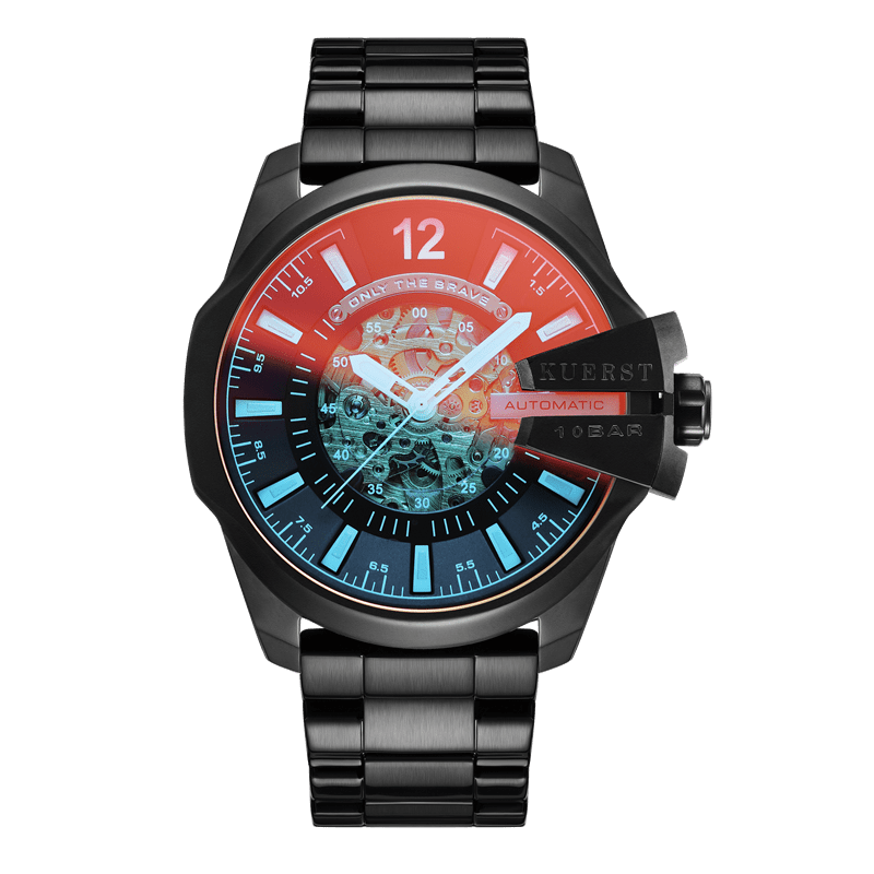 KUERST Steel Strap Mechanical Watch with Glow Pointer