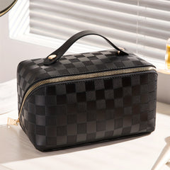 Large Capacity Travel Cosmetic Bag Waterproof PU Leather Makeup Organizer