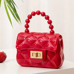 Colorful Pearl Argyle Bag Princess Handle Bag Purse