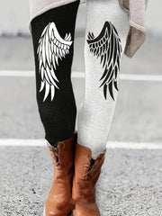  Colorblock Wings Print Slim Fit Leggings