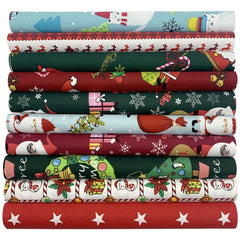 10pcs Christmas Cotton Fabric DIY Patchwork Sewing Materials 25x25cm