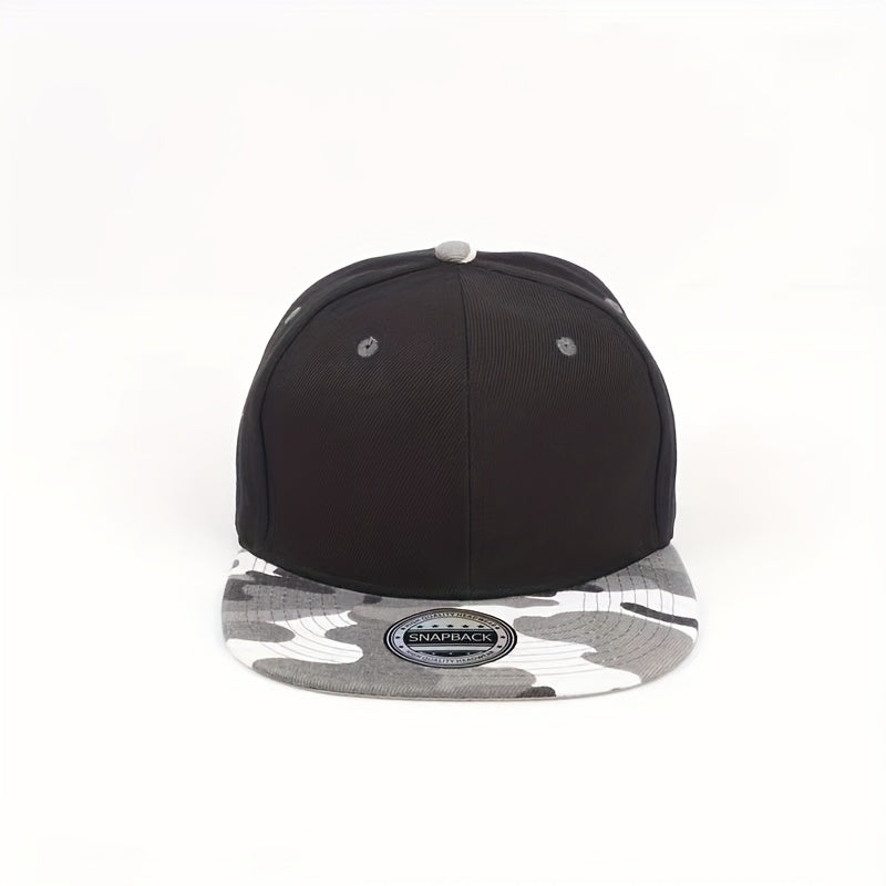 Adjustable Flat Brim Baseball Cap with Letter Patch for Outdoor Sport