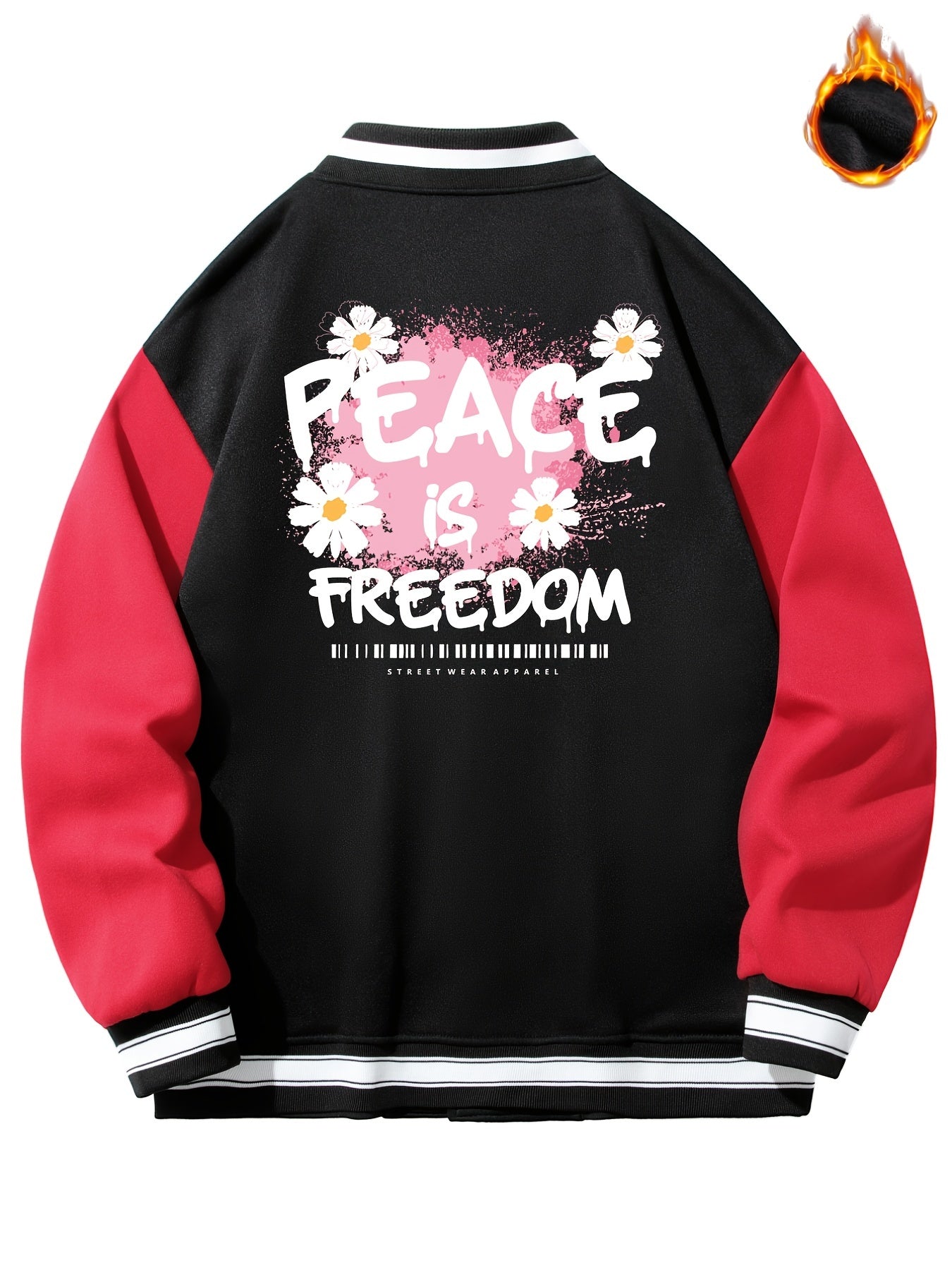 Men's Flower Graphic Print Baseball Jacket