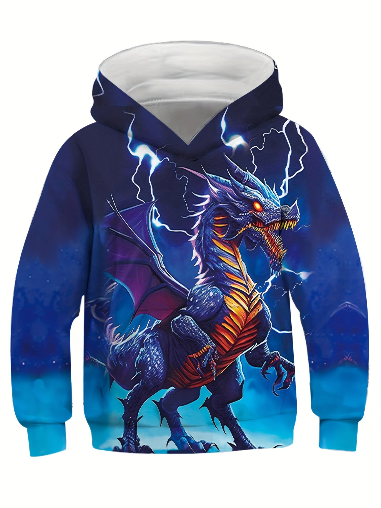 3D Dragon Dinosaur Print Kid's Hoodie Unisex Pullover Casual Hooded Long Sleeve
