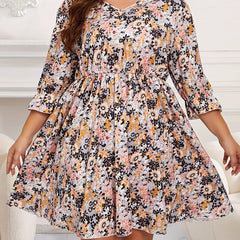  Boho Dress Women's Plus Ditsy Floral Print