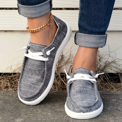 Women's Graphite Boat Shoes Lace Up Slip on Lightweight Casual Walking Shoes