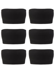 6pcs Seamless Strapless Bandeau Bras Soft Stretch Everyday Bra Women's Lingerie