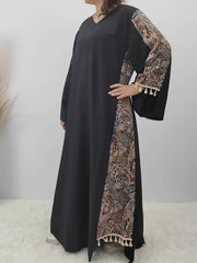  Boho Abaya Dress Women's Paisley Print Maxi Dress