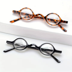 Retro Mini Round Frame Reading Glasses Men Women High Definition Resin