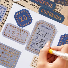 40 Bronzing Boxed Stickers, Light Retro Seal Stickers, Hand Writable