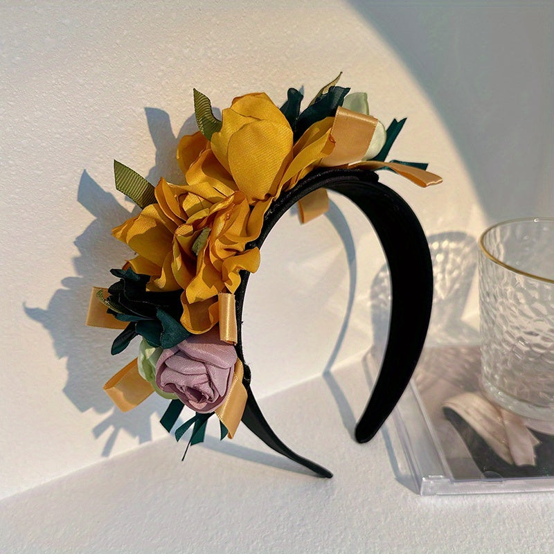 Flower Head Hoop Headdress for Party Prom