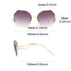Irregular Rimless Sunglasses Gradient Metal Sunshade Driving Eyewear