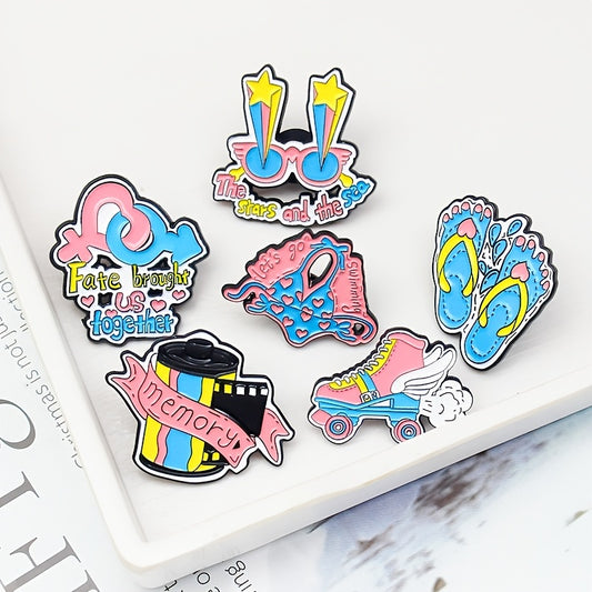 Summer Swimsuit Roller Skates Film Brooch