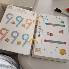 Educational Handwriting Practice Copybook with Colorful Alphabet & Shapes