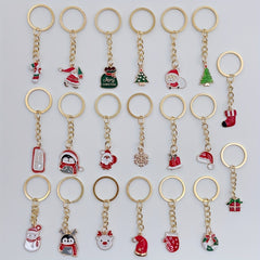20pcs Christmas Keychain Metal Key Ring Purse Bag Charm Decoration Party Favors