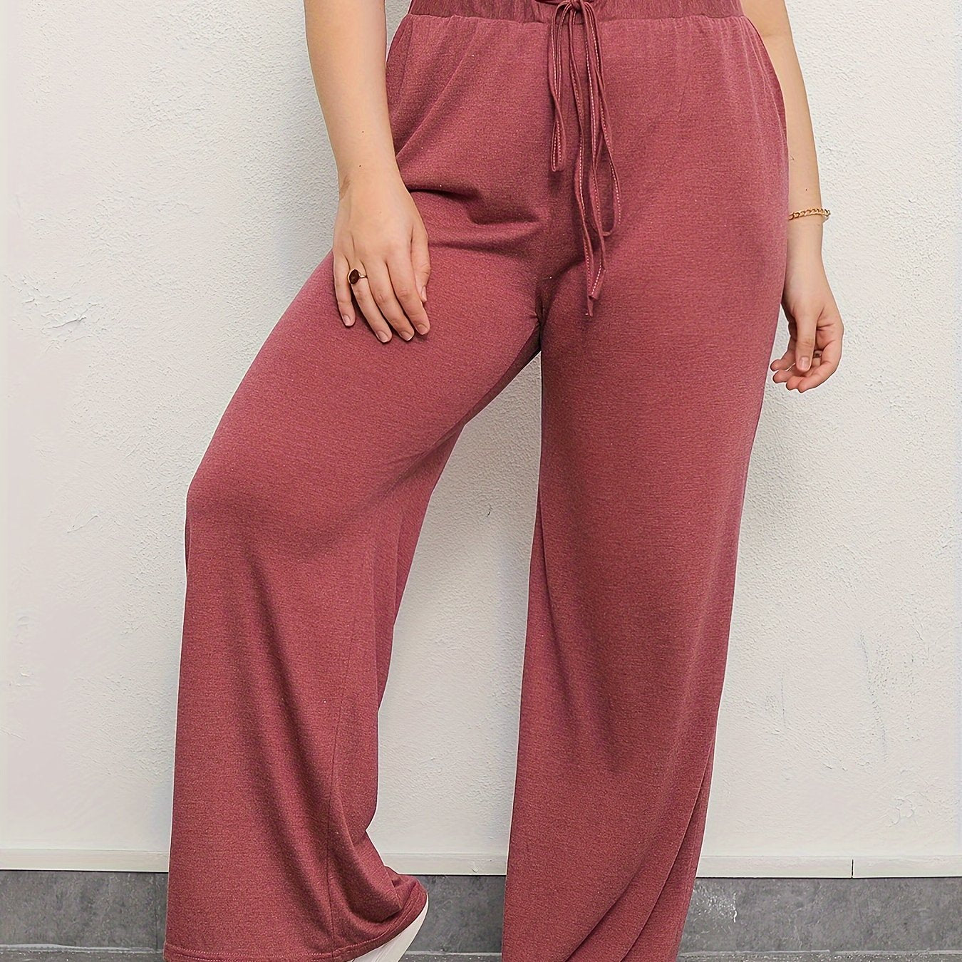  Drawstring High Rise Wide Leg Trousers