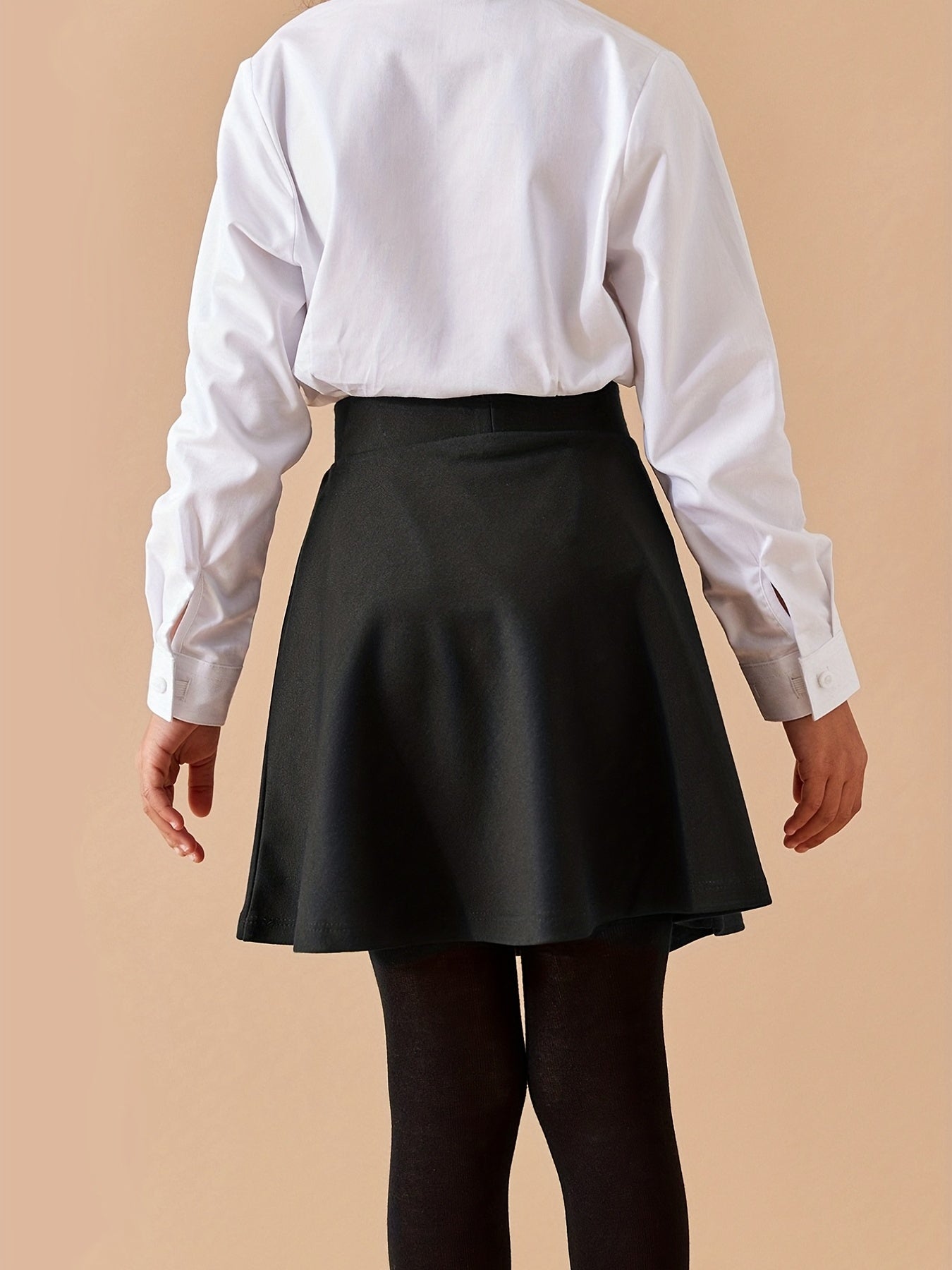Girls High Waist Flared Knit Skirt For Kids