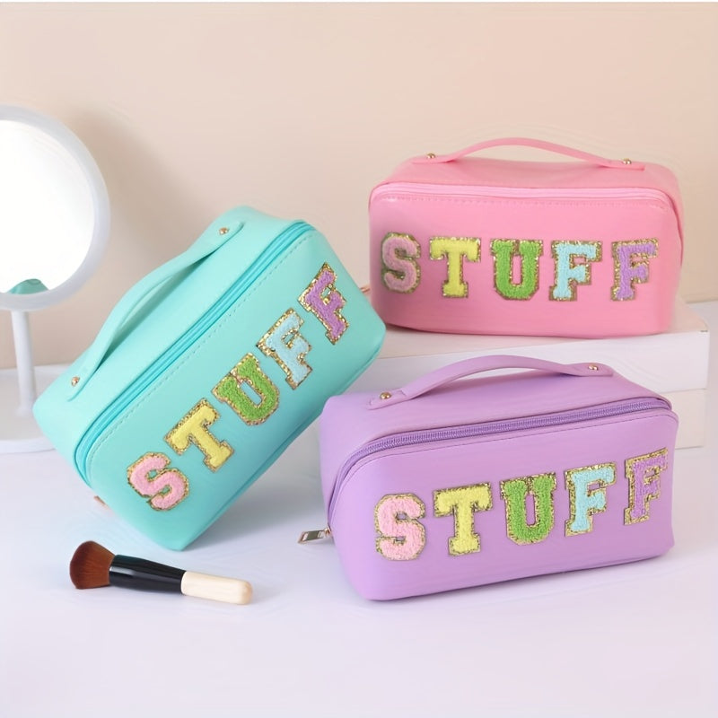 Preppy Makeup Bag Stuff Bag Letter Embroidery Cosmetic Bag