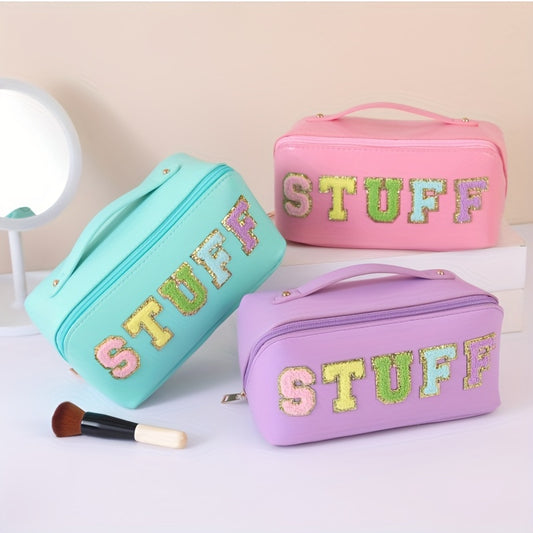 Preppy Makeup Bag Stuff Bag Letter Embroidery Cosmetic Bag