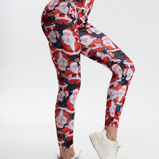 Women's Santa Claus Print Yoga Leggings Stretchy Activewear