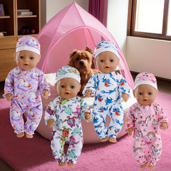Unicorn & Shark Onesie Hat Set for 14-17 Inch Dolls