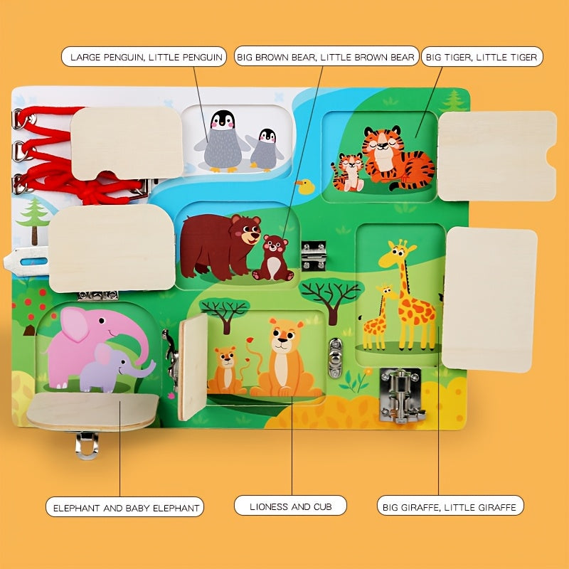 Wooden Busy Lock Board Puzzle Cognitive Development Toy