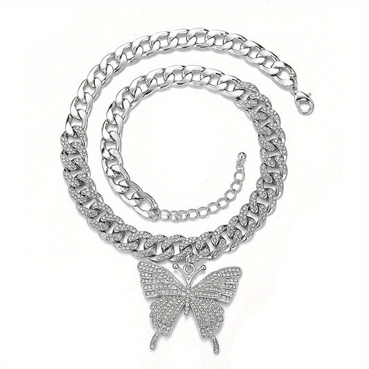 Butterfly Necklace Full Diamond Cuban Chain Necklace