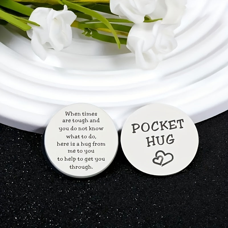 Men's Stainless Steel Pocket Hug Coin Gift