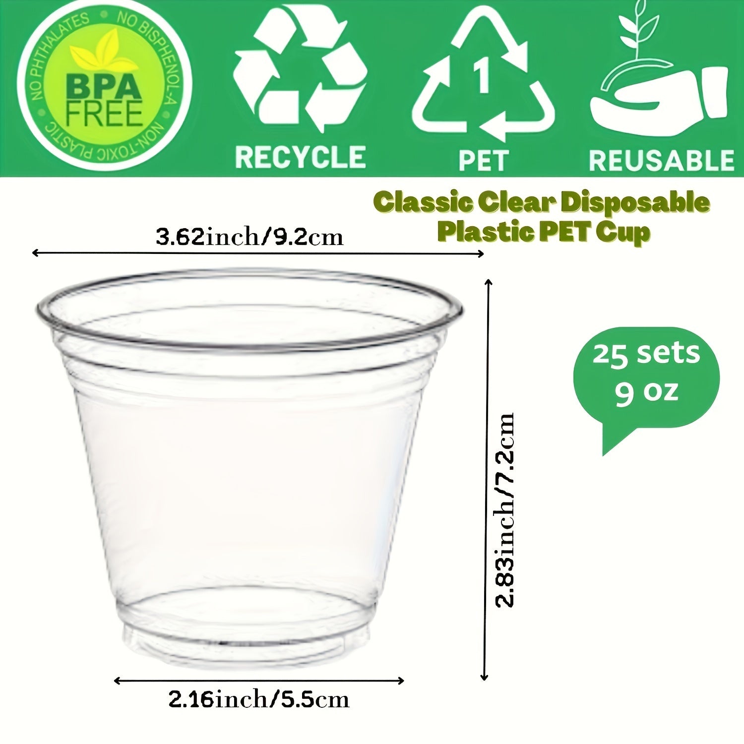 9 oz Clear Plastic Cup with Lid - Disposable and Crack Resistant