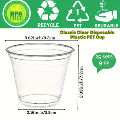 9 oz Clear Plastic Cup with Lid - Disposable and Crack Resistant