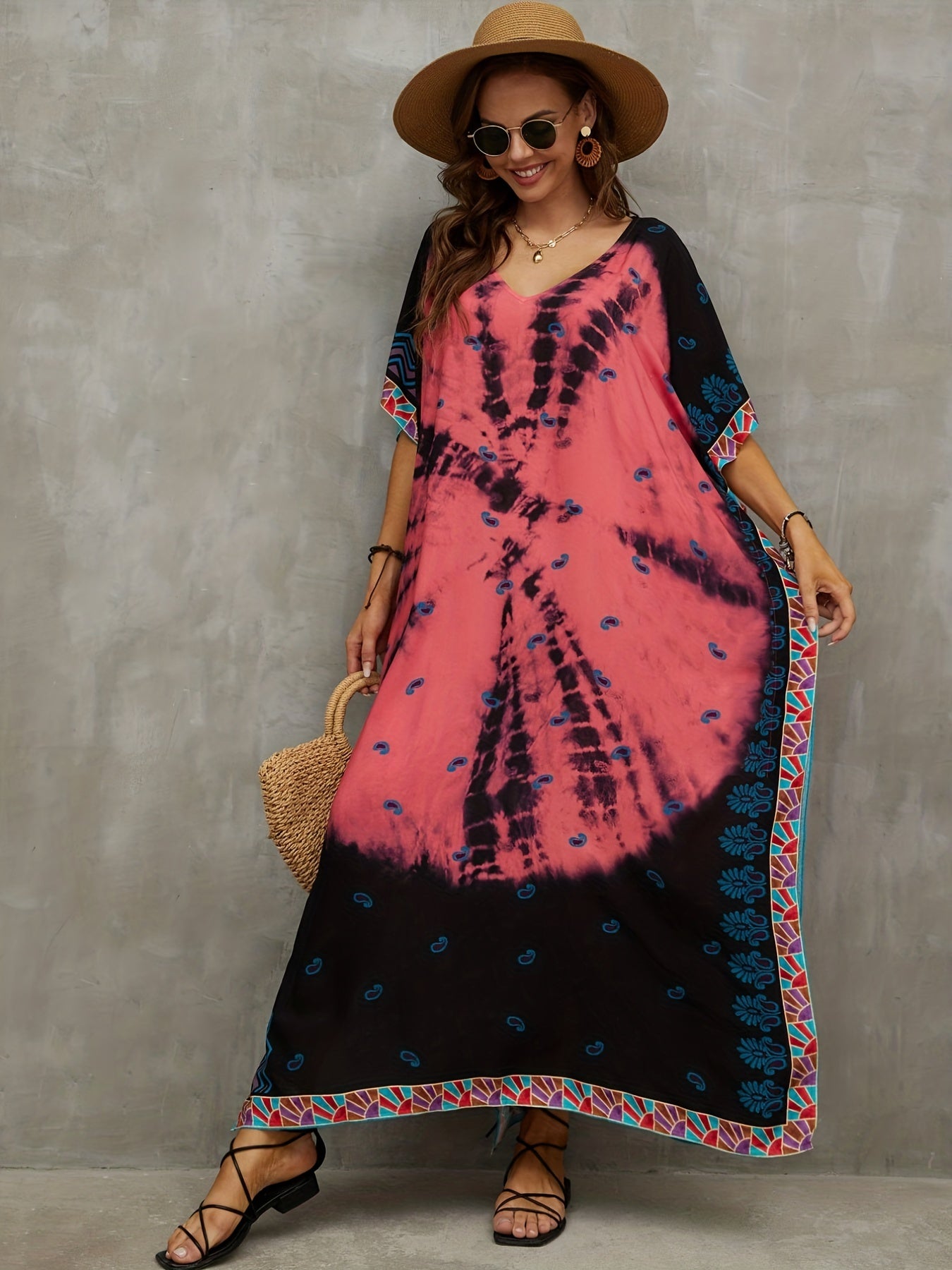  Tie Dye Boho Cover Up Dress