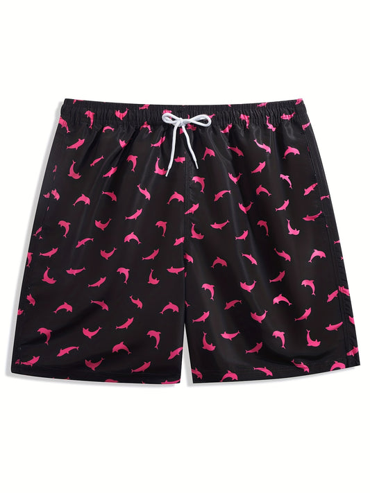 Dolphin Print Casual Drawstring Summer Beach Shorts