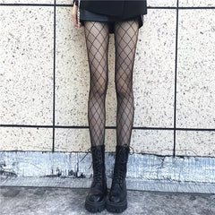 Argyle Pattern Fishnet Tights High Waist Mesh Pantyhose