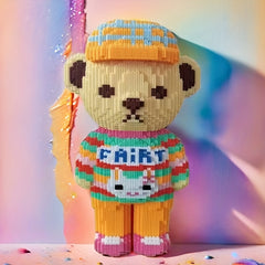 Yellow Hat Teddy Bear Large Building Blocks Educational Puzzle