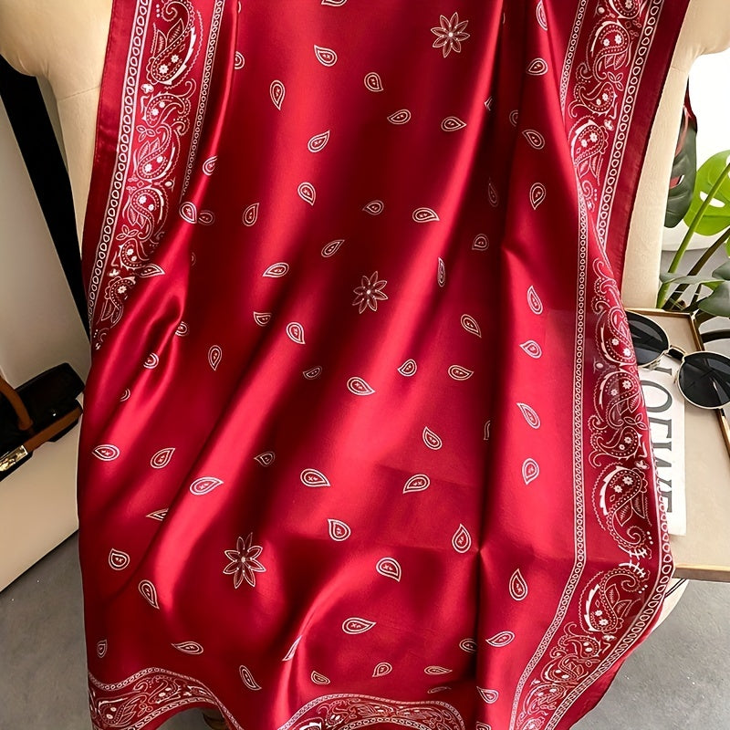 Paisley Print Satin Silk Scarf Shawl