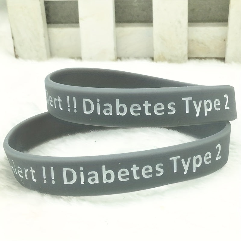 Sporty Diabetic Bracelet Slogan Graphic Stretch Wristband for Adults