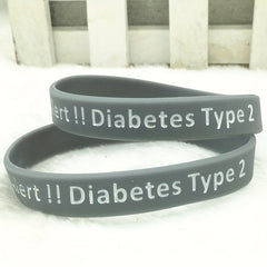 Sporty Diabetic Bracelet Slogan Graphic Stretch Wristband for Adults