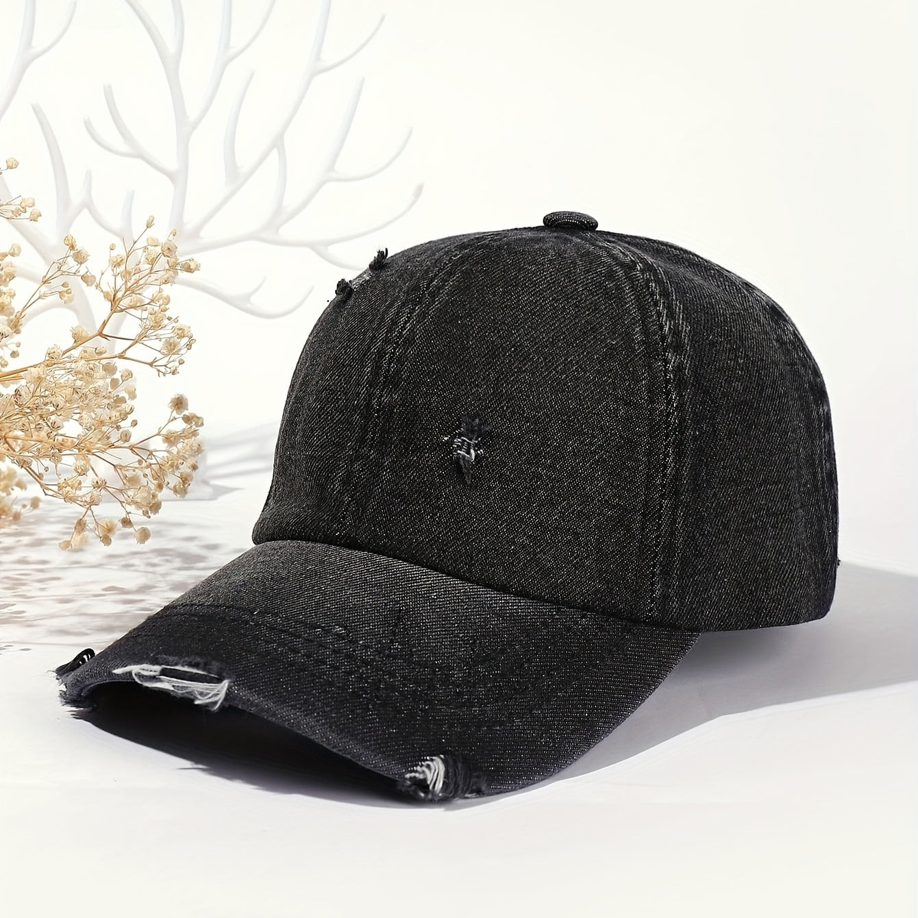 Distressed Ripped Baseball Cap Vintage Adjustable Dad Hat Casual Sun Hat