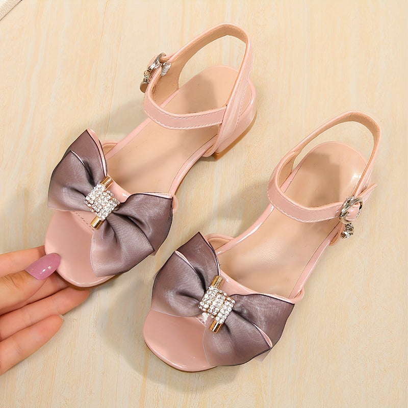 Low Heel Princess Sandals with Bowtie for Girls