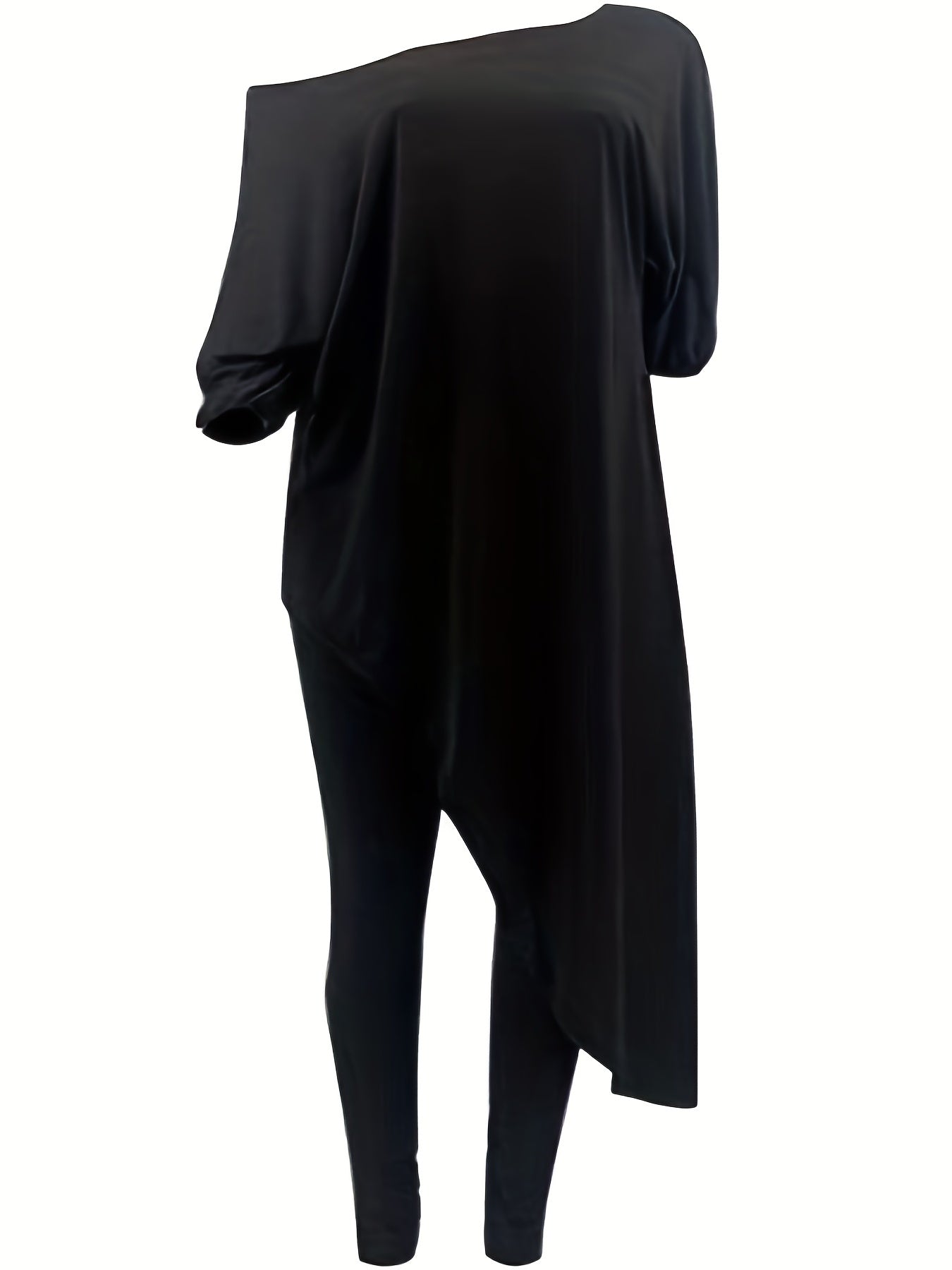  One Shoulder Tunic Top & Pants 2pcs Outfit Set